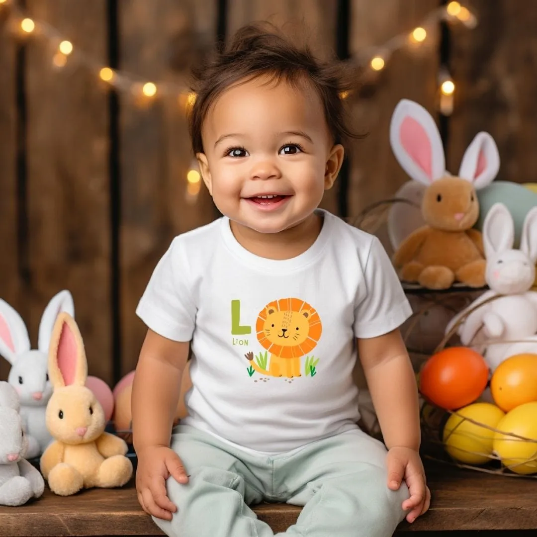 Animal Alphabet - L for Lion Baby Tee - Unisex Graphic Tee for Babies