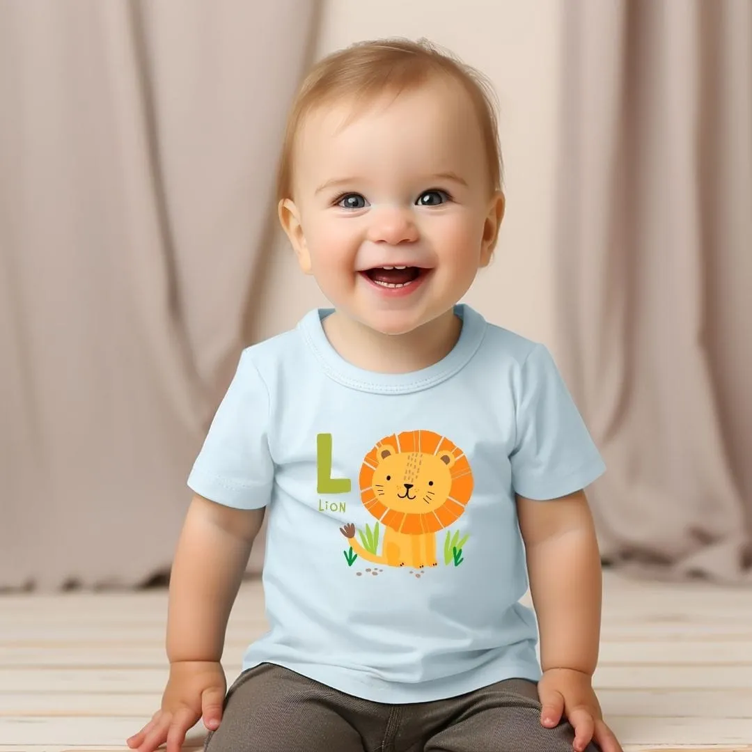 Animal Alphabet - L for Lion Baby Tee - Unisex Graphic Tee for Babies
