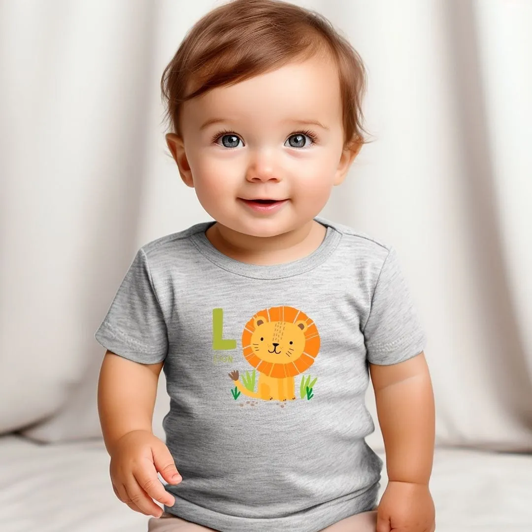 Animal Alphabet - L for Lion Baby Tee - Unisex Graphic Tee for Babies