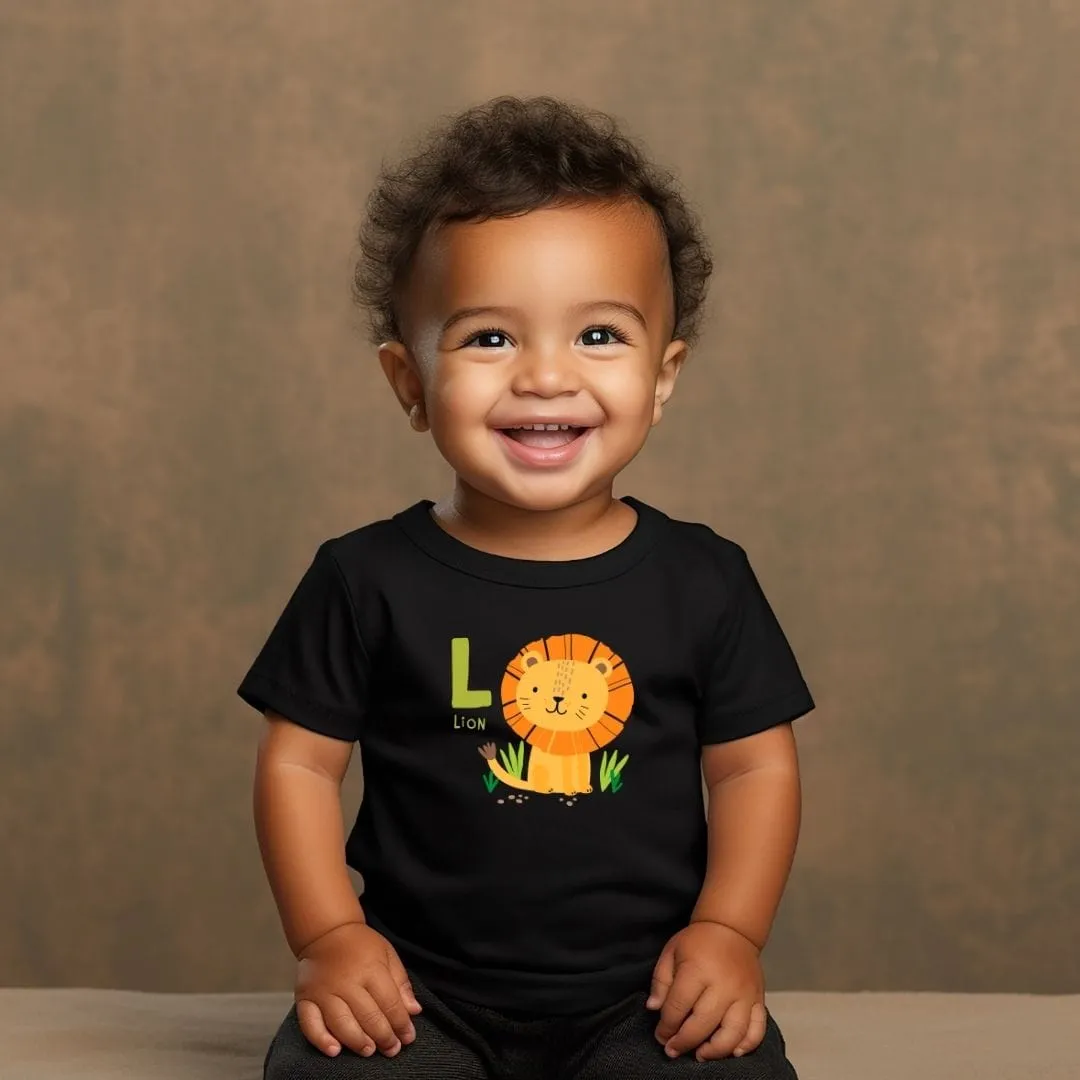 Animal Alphabet - L for Lion Baby Tee - Unisex Graphic Tee for Babies