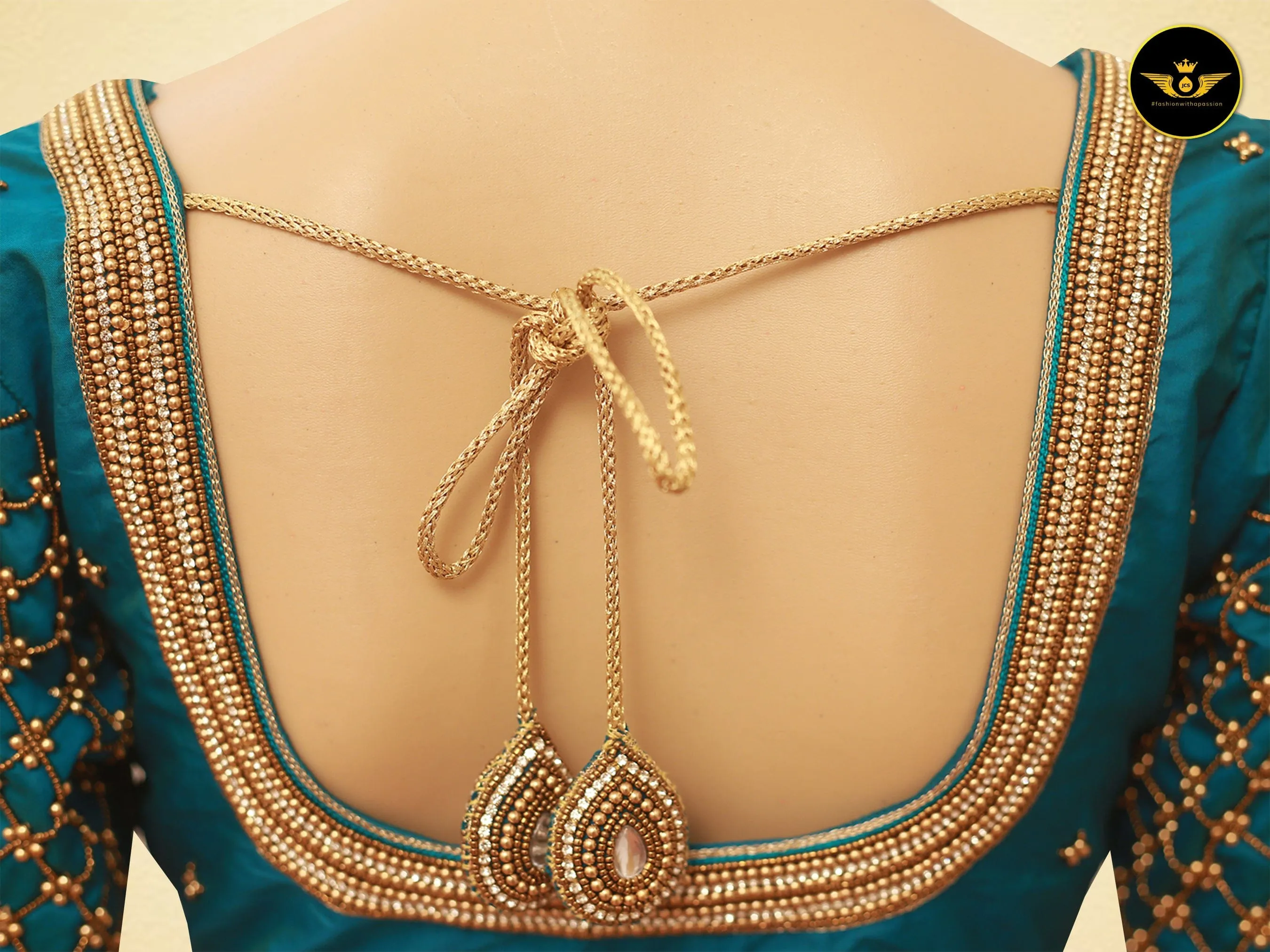 Beautiful Heavy Aari Work Blouse With Captivating Latkan