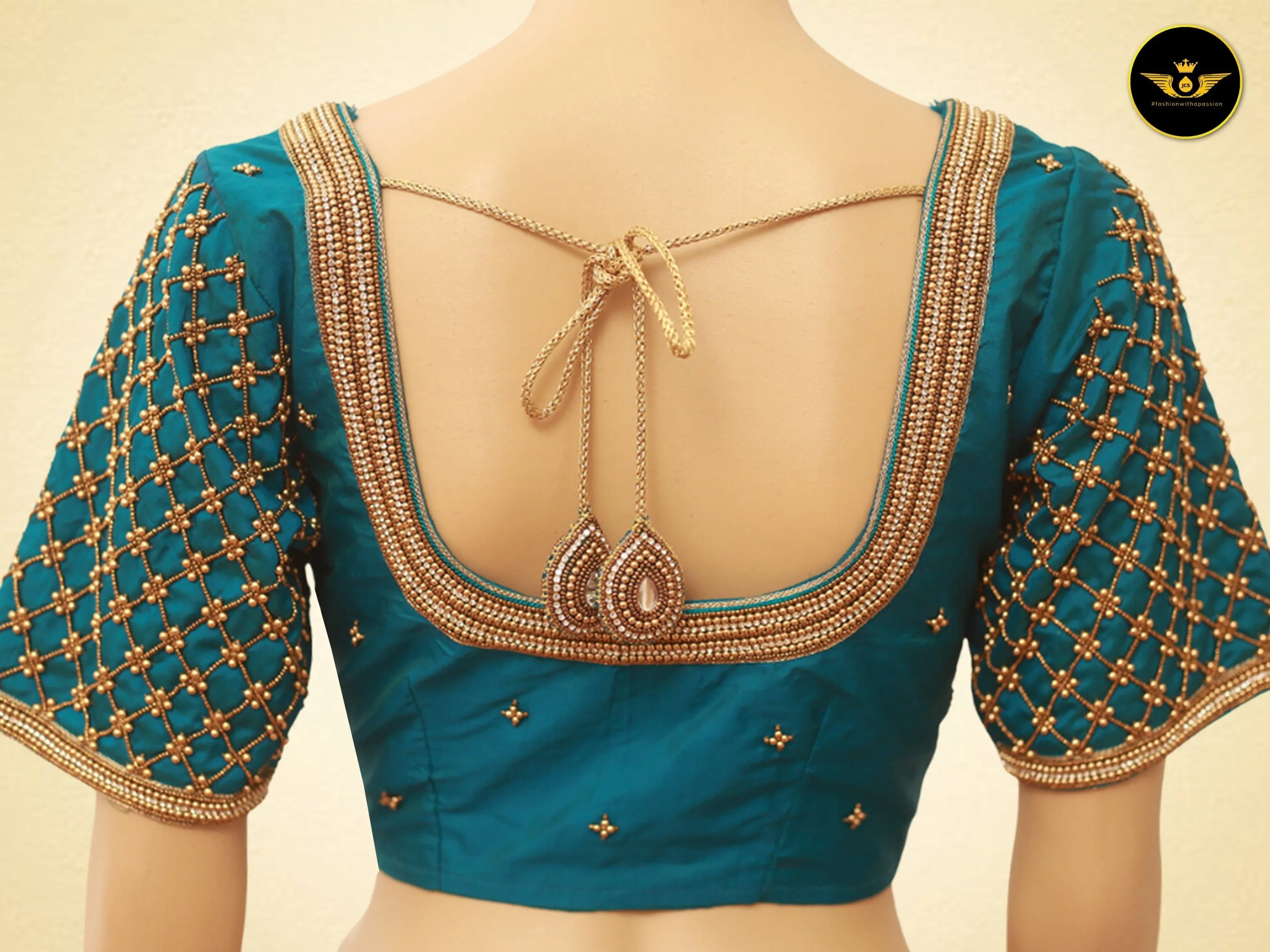 Beautiful Heavy Aari Work Blouse With Captivating Latkan
