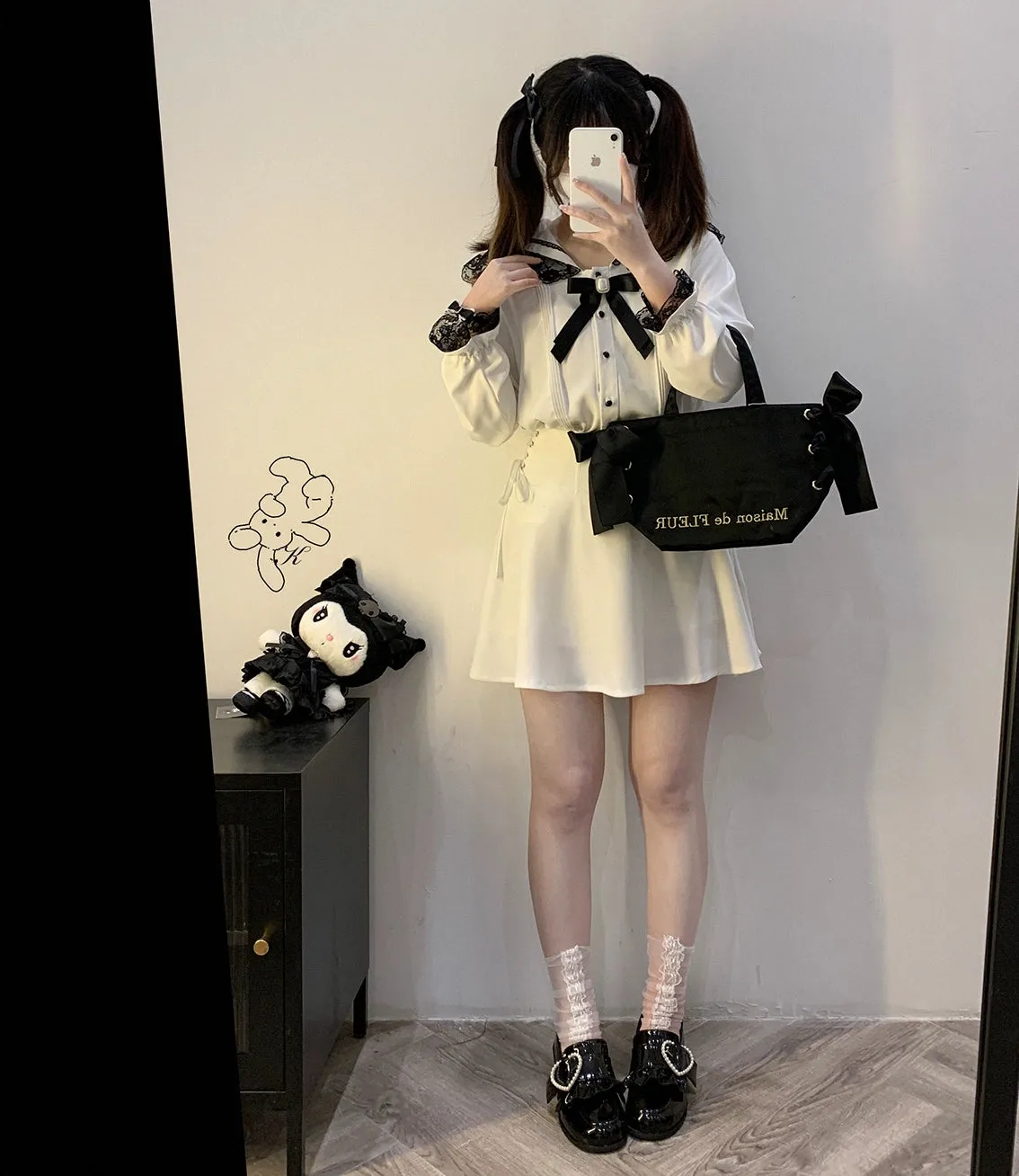 (BFM)KittyBxllet~Sea Breeze Girl~Jirai Kei Cape Ribbon Long-Sleeve Blouse