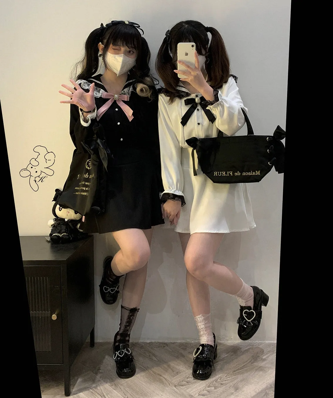 (BFM)KittyBxllet~Sea Breeze Girl~Jirai Kei Cape Ribbon Long-Sleeve Blouse