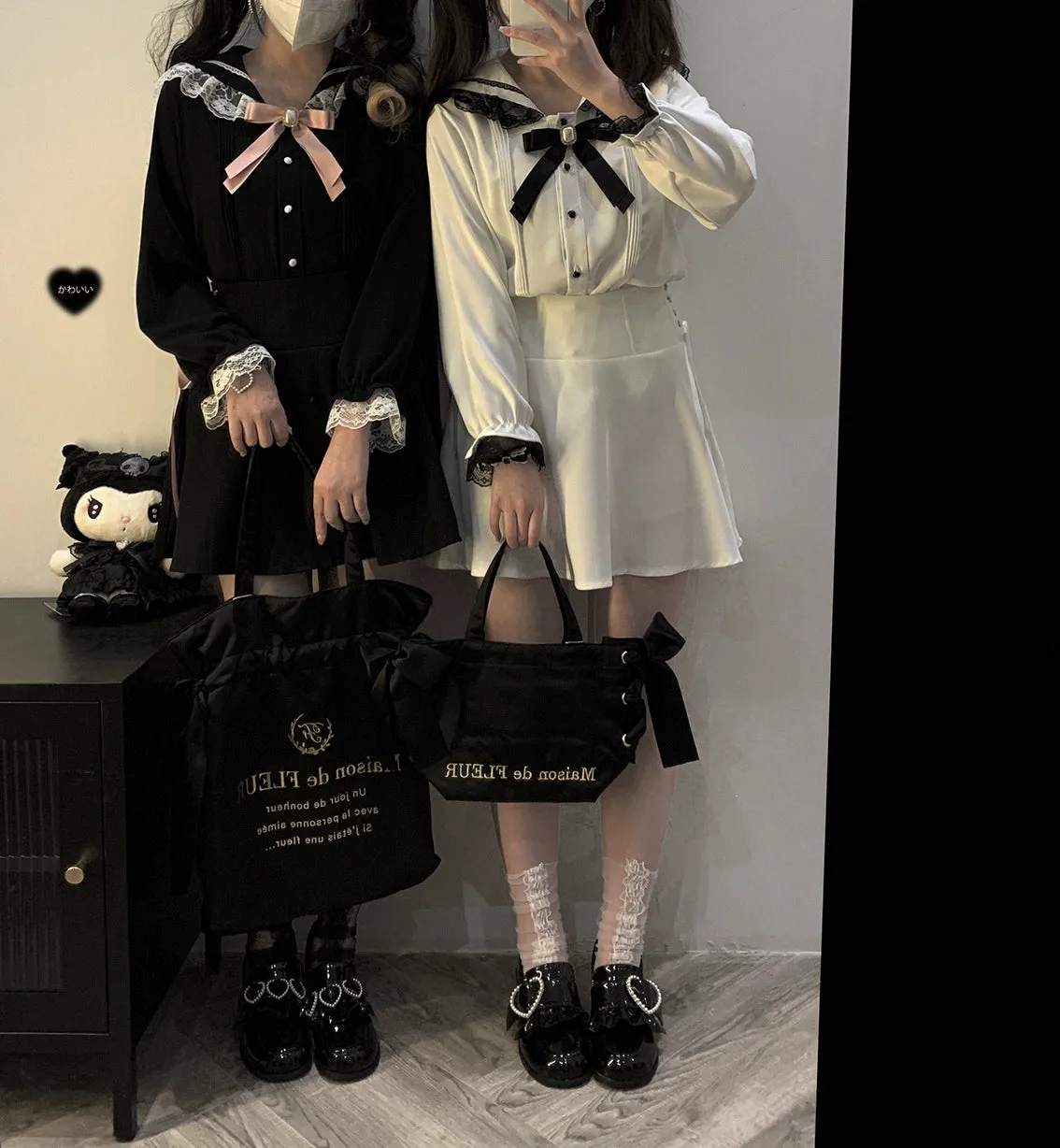 (BFM)KittyBxllet~Sea Breeze Girl~Jirai Kei Cape Ribbon Long-Sleeve Blouse