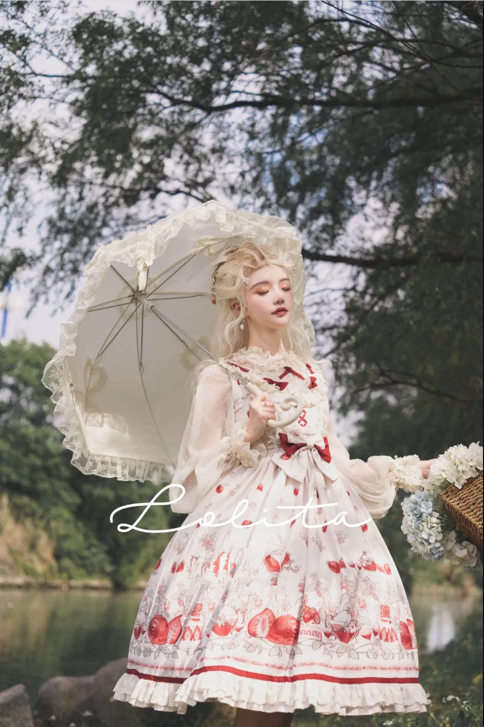 (BuyForMe) Bodhi Lolita~Strawberry Fruit Tea~Chiffon Long Sleeve Sweet Lolita Blouse