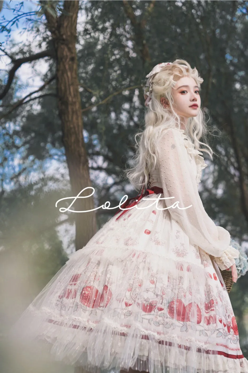 (BuyForMe) Bodhi Lolita~Strawberry Fruit Tea~Chiffon Long Sleeve Sweet Lolita Blouse