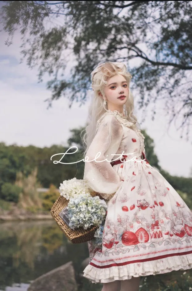 (BuyForMe) Bodhi Lolita~Strawberry Fruit Tea~Chiffon Long Sleeve Sweet Lolita Blouse