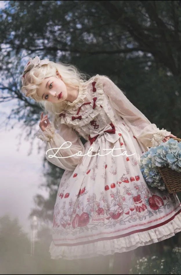 (BuyForMe) Bodhi Lolita~Strawberry Fruit Tea~Chiffon Long Sleeve Sweet Lolita Blouse