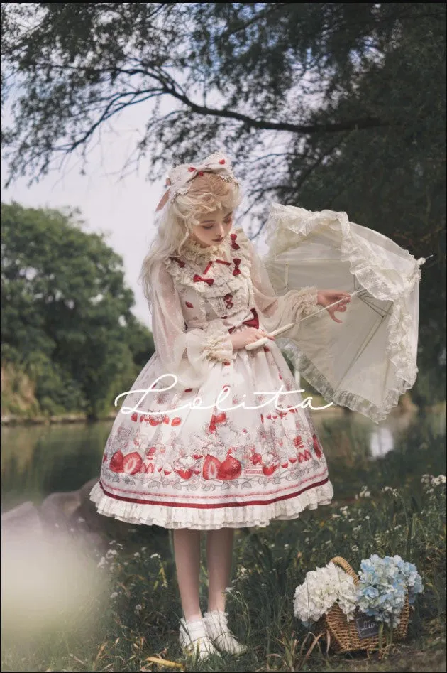 (BuyForMe) Bodhi Lolita~Strawberry Fruit Tea~Chiffon Long Sleeve Sweet Lolita Blouse