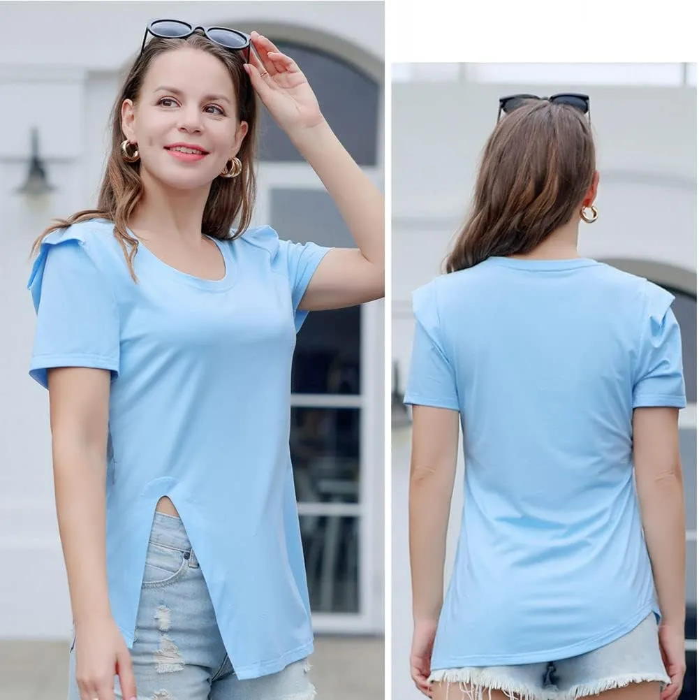 Casual Round Neck T-Shirt for Women, Short Sleeve Ladies Basic Tshirt, Soft Cotton Tee Shirt Tops
