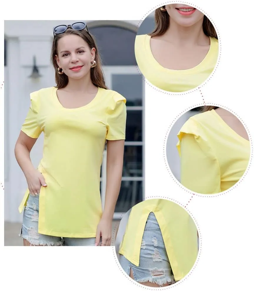 Casual Round Neck T-Shirt for Women, Short Sleeve Ladies Basic Tshirt, Soft Cotton Tee Shirt Tops