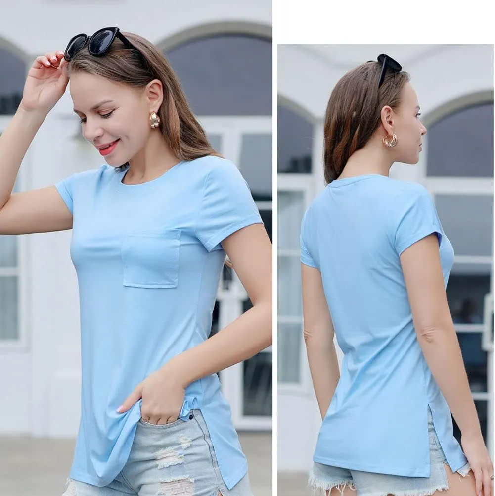 Casual Round Neck T-Shirt for Women, Short Sleeve Ladies Basic Tshirt, Soft Cotton Tee Shirt Tops