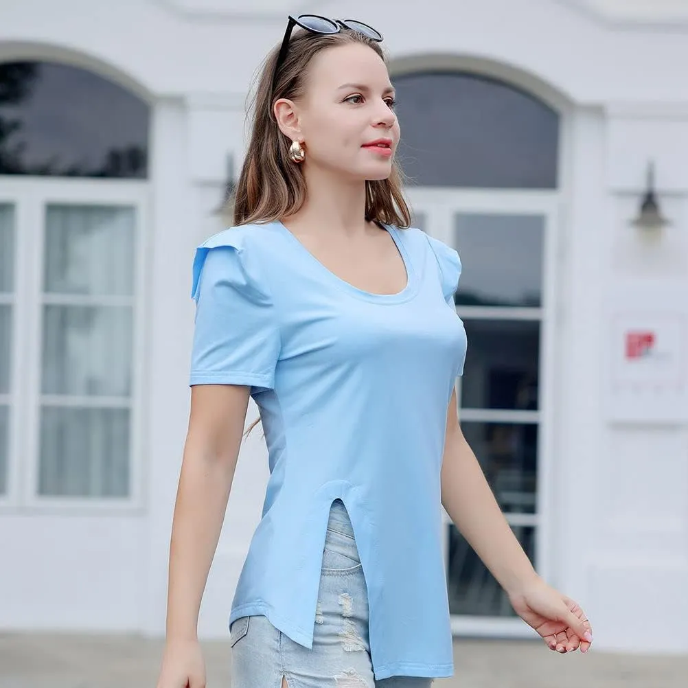 Casual Round Neck T-Shirt for Women, Short Sleeve Ladies Basic Tshirt, Soft Cotton Tee Shirt Tops