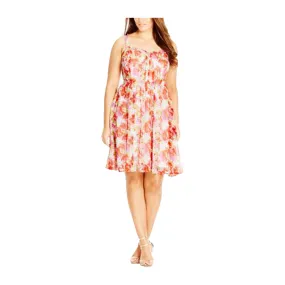 City Chic Multi Color Floral Print Zip Front Sundress