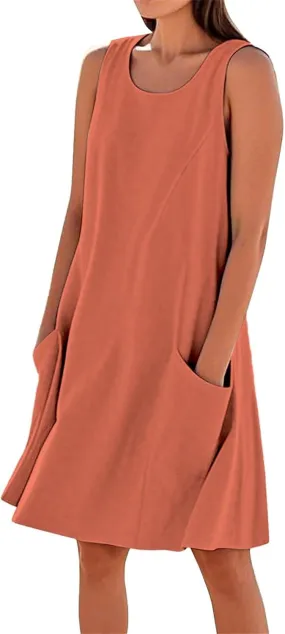 Cotton Linen Maxi Dress for Women 2025 Summer Dresses Boho Casual Beach Sleeveless Maxi Sundresses with Pockets