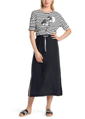 CRINKLED LOOK SKIRT W DRAWSTRING NAVY