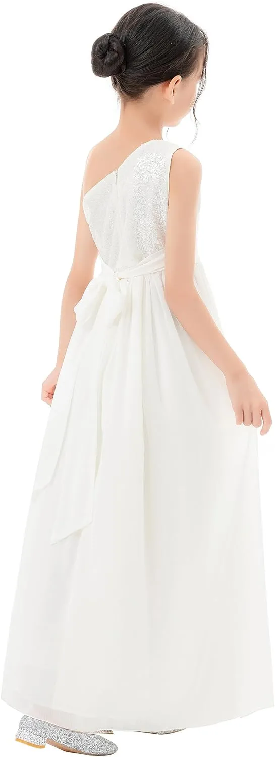 ekidsbridal One Shoulder Sequins Chiffon Flower Girl Dresses for Special Occasions 328