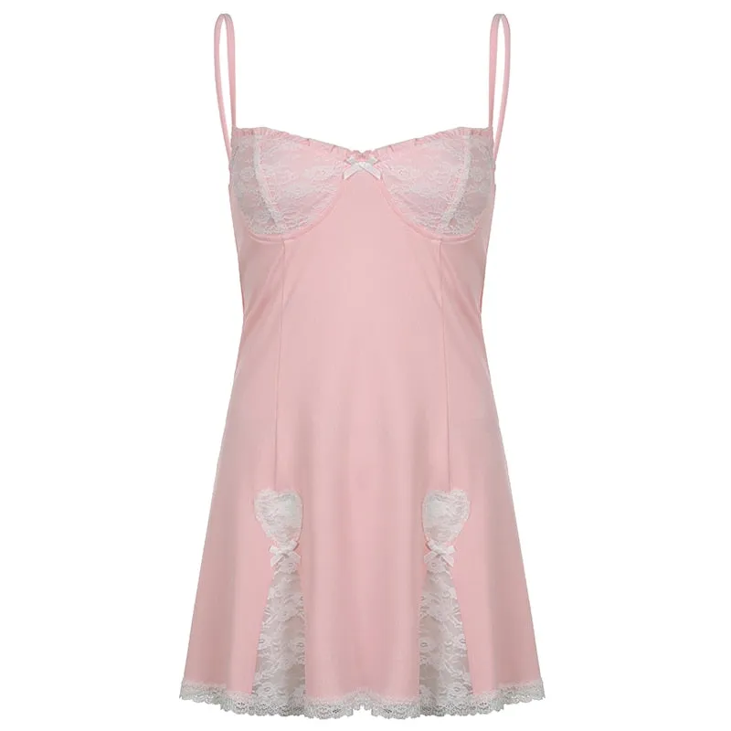 Elegant Bowknot Lace Heart Lingerie Dress