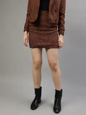 Elle Women Multicolor Textured Relaxed Fit Skirt