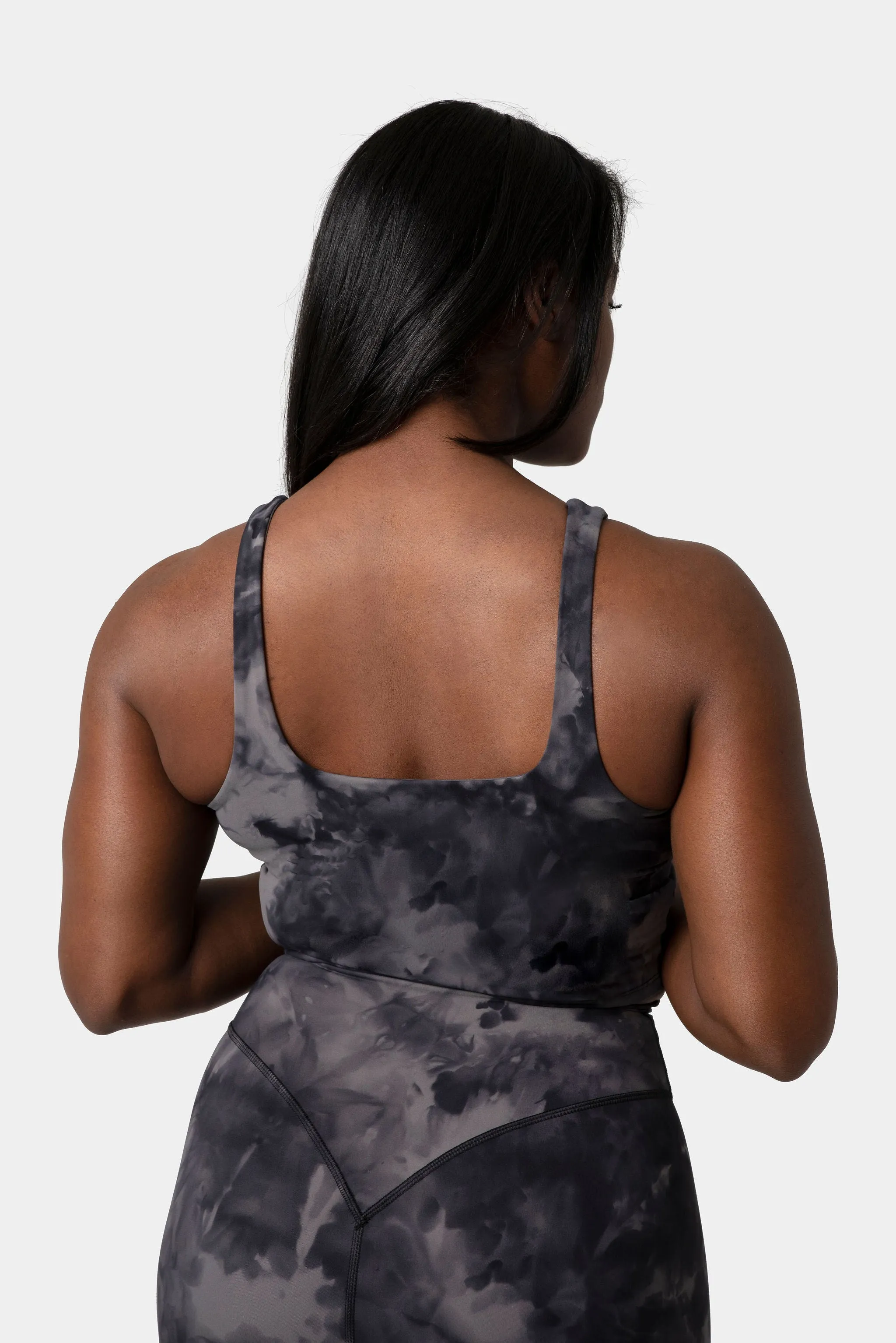 Ellyn Crop Tank Bra II - Black Tie Dye