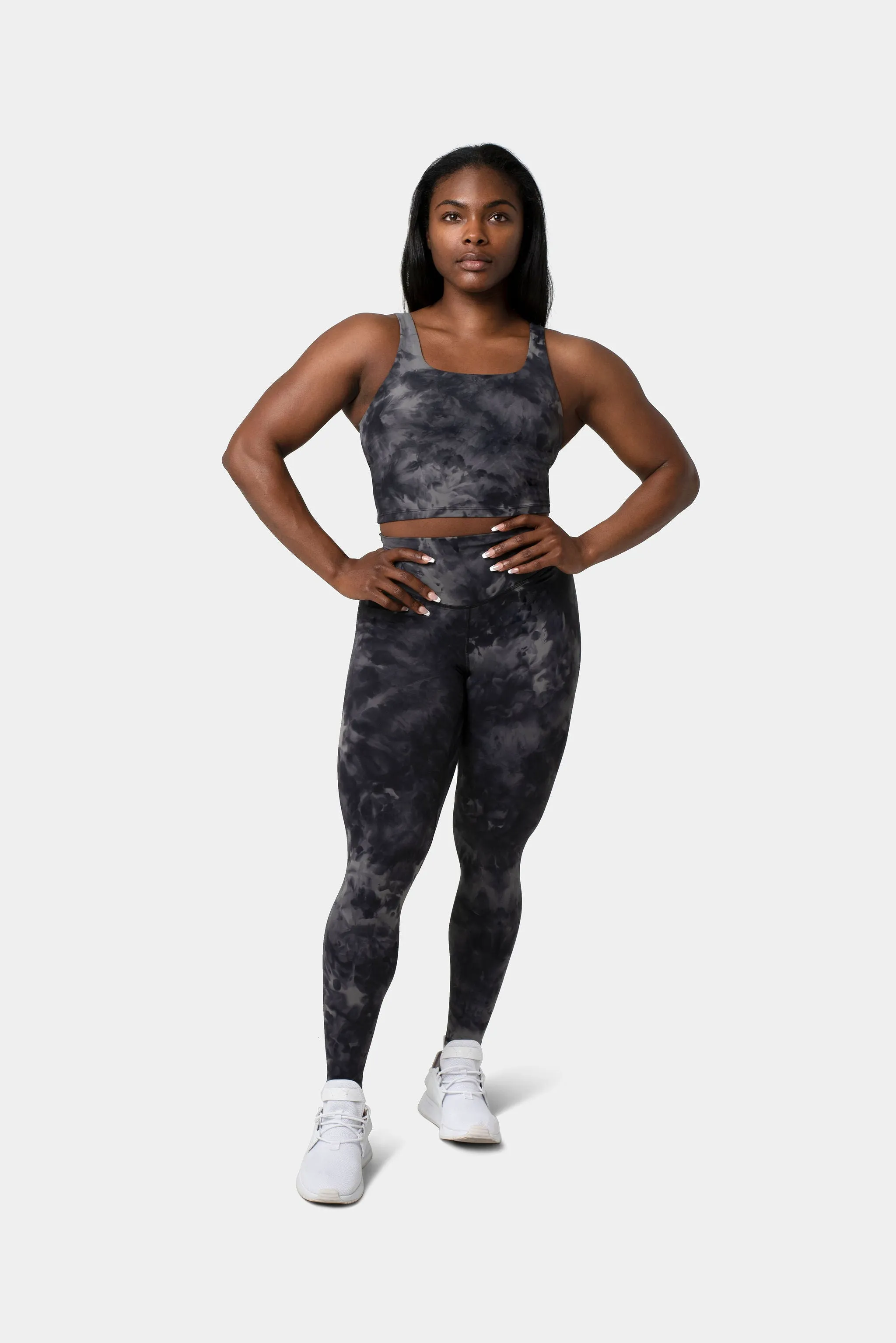 Ellyn Crop Tank Bra II - Black Tie Dye
