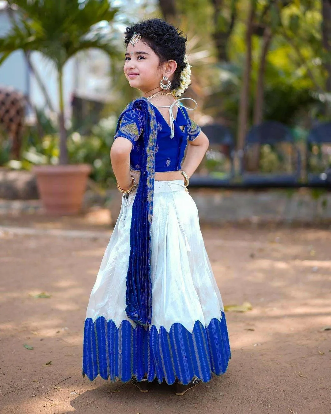 Embroidered Work Stitched Lehenga & Blouse with Joint Dupatta For Kids