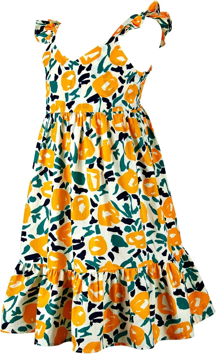 Girls' 2T-14 Casual Sundress Summer Autumn Clothes Cotton Floral Dress