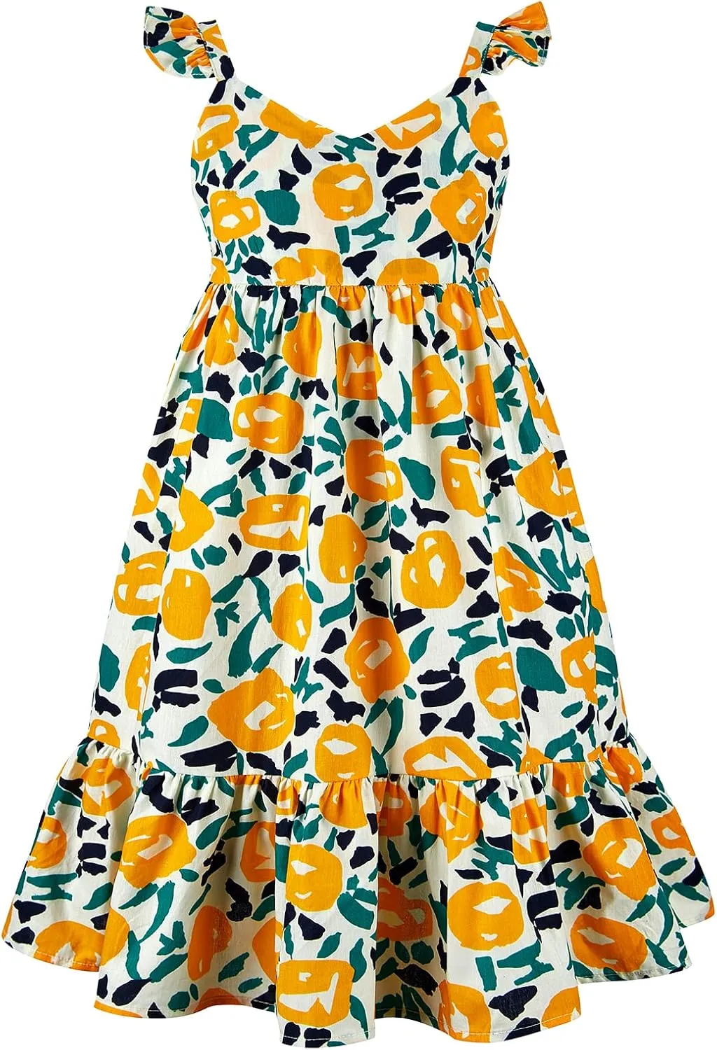 Girls' 2T-14 Casual Sundress Summer Autumn Clothes Cotton Floral Dress