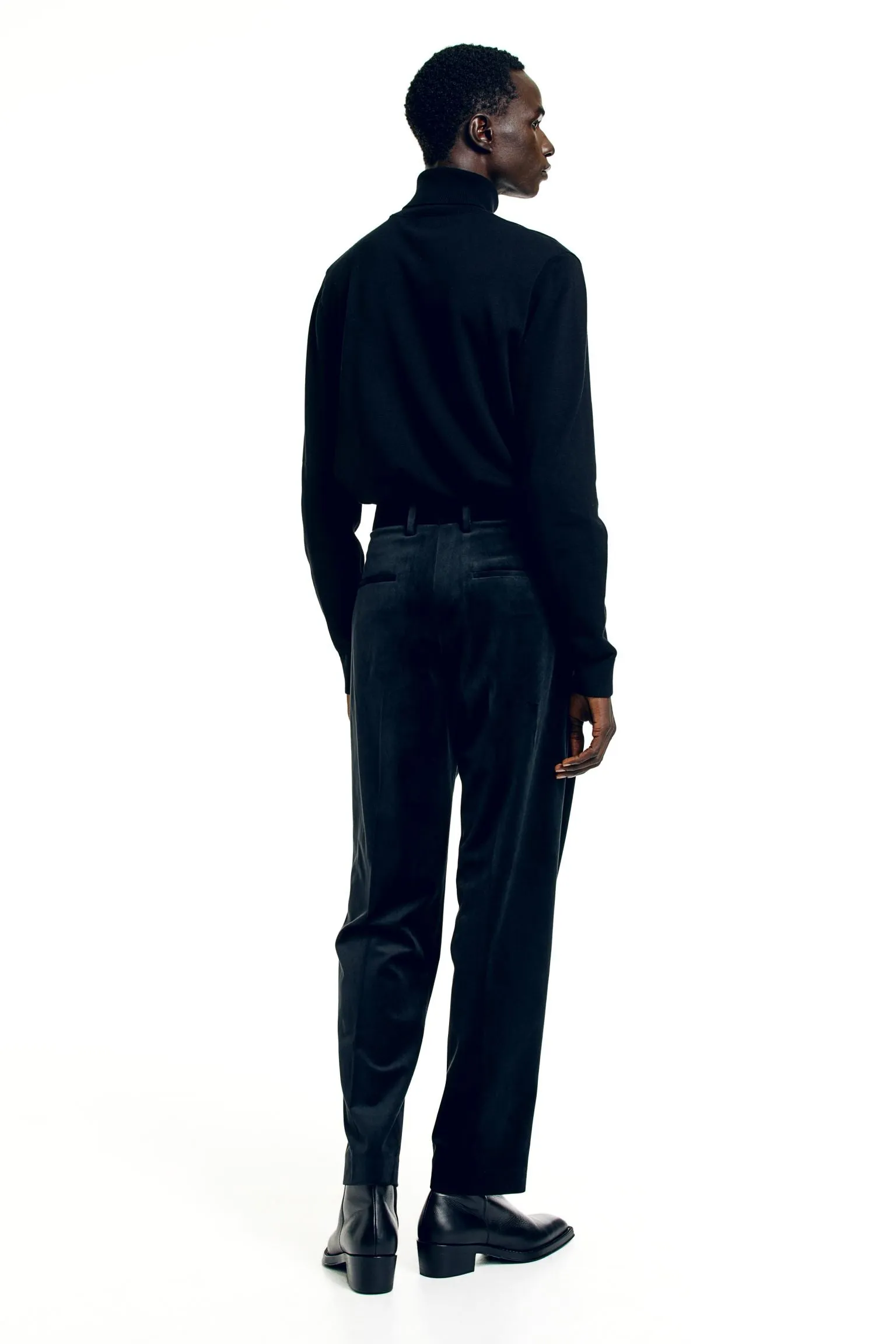 H&M Regular Fit Velvet Suit Pants, black