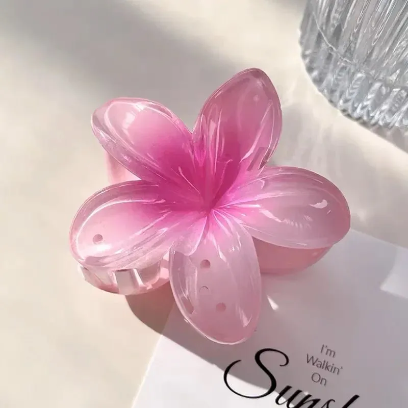 Hawaiian Flower Hair Clips for Women – Giant Floral Shark Clip in Vibrant Yellow, Perfect for Parties & Korean-Inspired Style