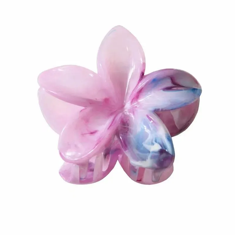 Hawaiian Flower Hair Clips for Women – Giant Floral Shark Clip in Vibrant Yellow, Perfect for Parties & Korean-Inspired Style