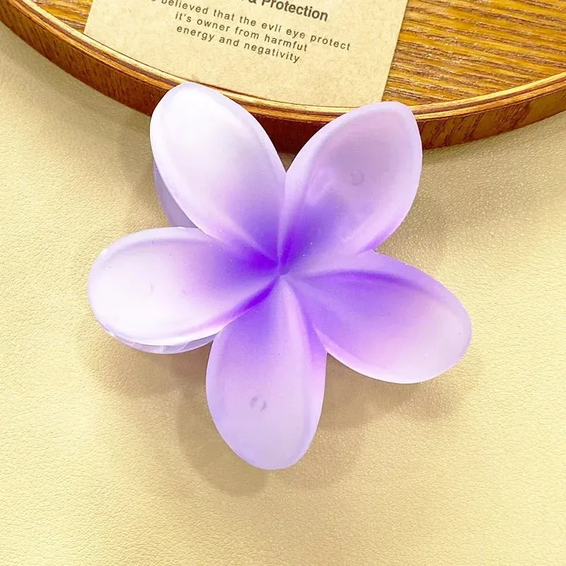 Hawaiian Flower Hair Clips for Women – Giant Floral Shark Clip in Vibrant Yellow, Perfect for Parties & Korean-Inspired Style