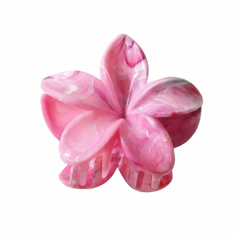 Hawaiian Flower Hair Clips for Women – Giant Floral Shark Clip in Vibrant Yellow, Perfect for Parties & Korean-Inspired Style