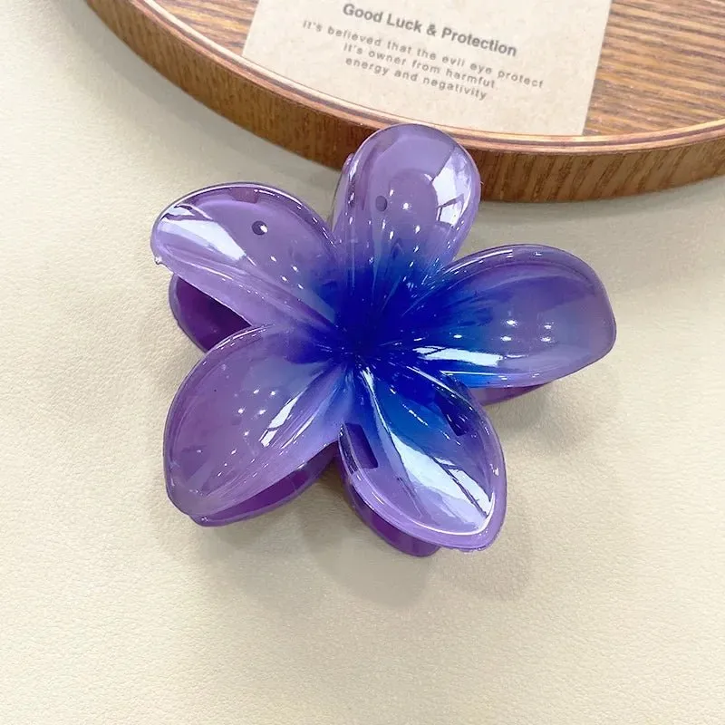 Hawaiian Flower Hair Clips for Women – Giant Floral Shark Clip in Vibrant Yellow, Perfect for Parties & Korean-Inspired Style