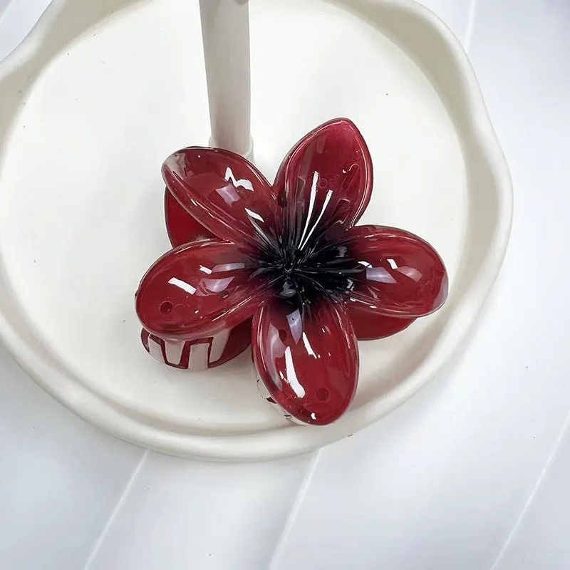 Hawaiian Flower Hair Clips for Women – Giant Floral Shark Clip in Vibrant Yellow, Perfect for Parties & Korean-Inspired Style