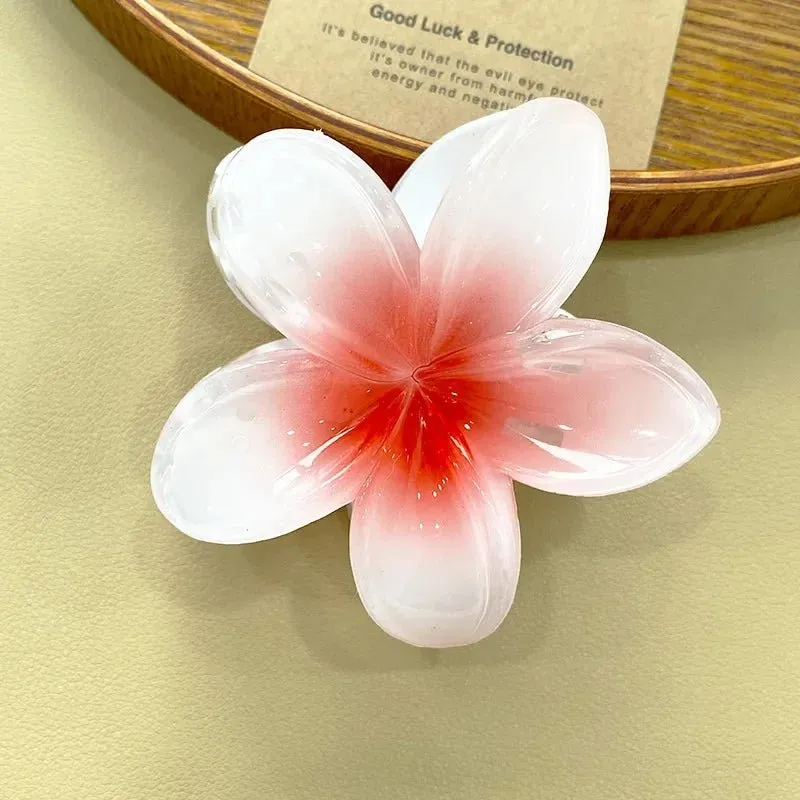 Hawaiian Flower Hair Clips for Women – Giant Floral Shark Clip in Vibrant Yellow, Perfect for Parties & Korean-Inspired Style