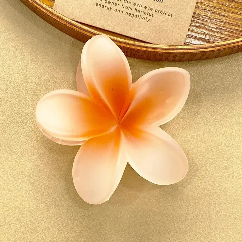 Hawaiian Flower Hair Clips for Women – Giant Floral Shark Clip in Vibrant Yellow, Perfect for Parties & Korean-Inspired Style