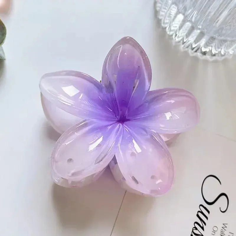Hawaiian Flower Hair Clips for Women – Giant Floral Shark Clip in Vibrant Yellow, Perfect for Parties & Korean-Inspired Style