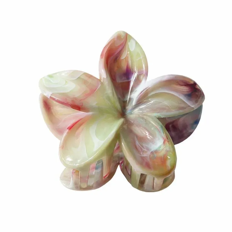 Hawaiian Flower Hair Clips for Women – Giant Floral Shark Clip in Vibrant Yellow, Perfect for Parties & Korean-Inspired Style