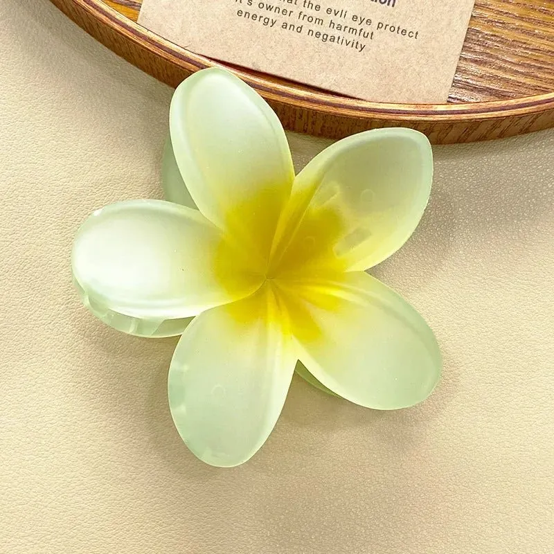 Hawaiian Flower Hair Clips for Women – Giant Floral Shark Clip in Vibrant Yellow, Perfect for Parties & Korean-Inspired Style