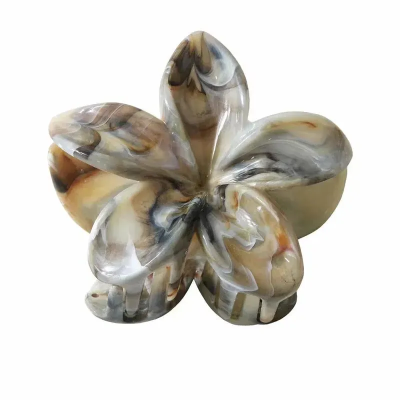 Hawaiian Flower Hair Clips for Women – Giant Floral Shark Clip in Vibrant Yellow, Perfect for Parties & Korean-Inspired Style