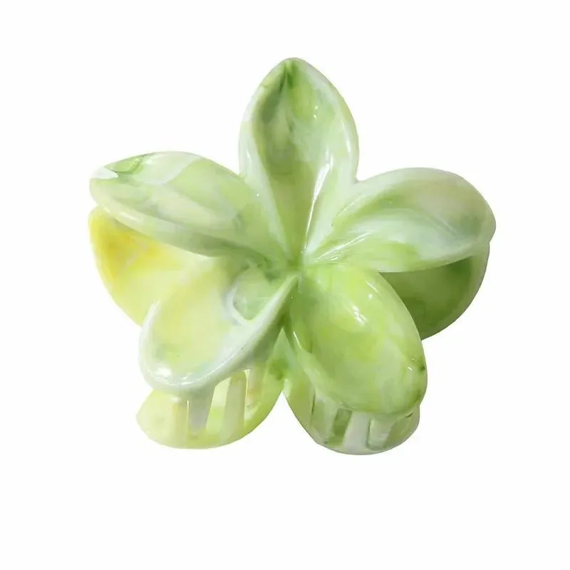 Hawaiian Flower Hair Clips for Women – Giant Floral Shark Clip in Vibrant Yellow, Perfect for Parties & Korean-Inspired Style