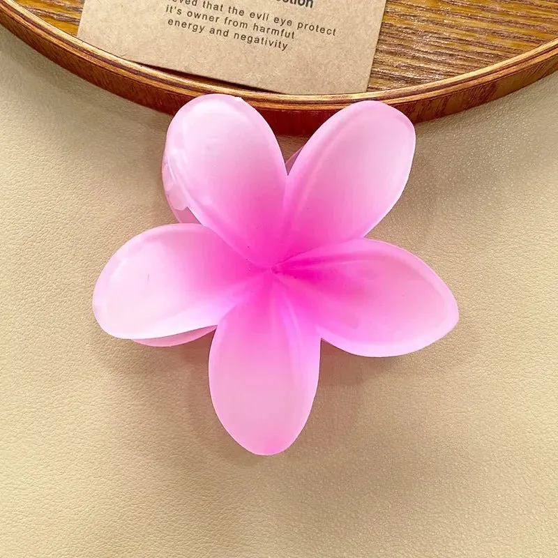 Hawaiian Flower Hair Clips for Women – Giant Floral Shark Clip in Vibrant Yellow, Perfect for Parties & Korean-Inspired Style
