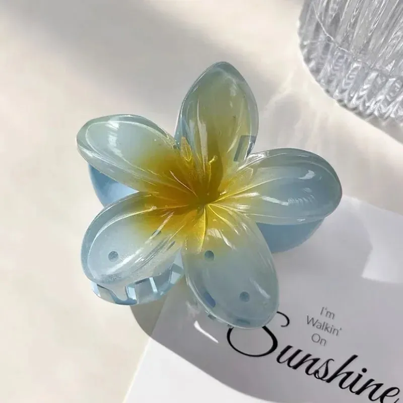 Hawaiian Flower Hair Clips for Women – Giant Floral Shark Clip in Vibrant Yellow, Perfect for Parties & Korean-Inspired Style