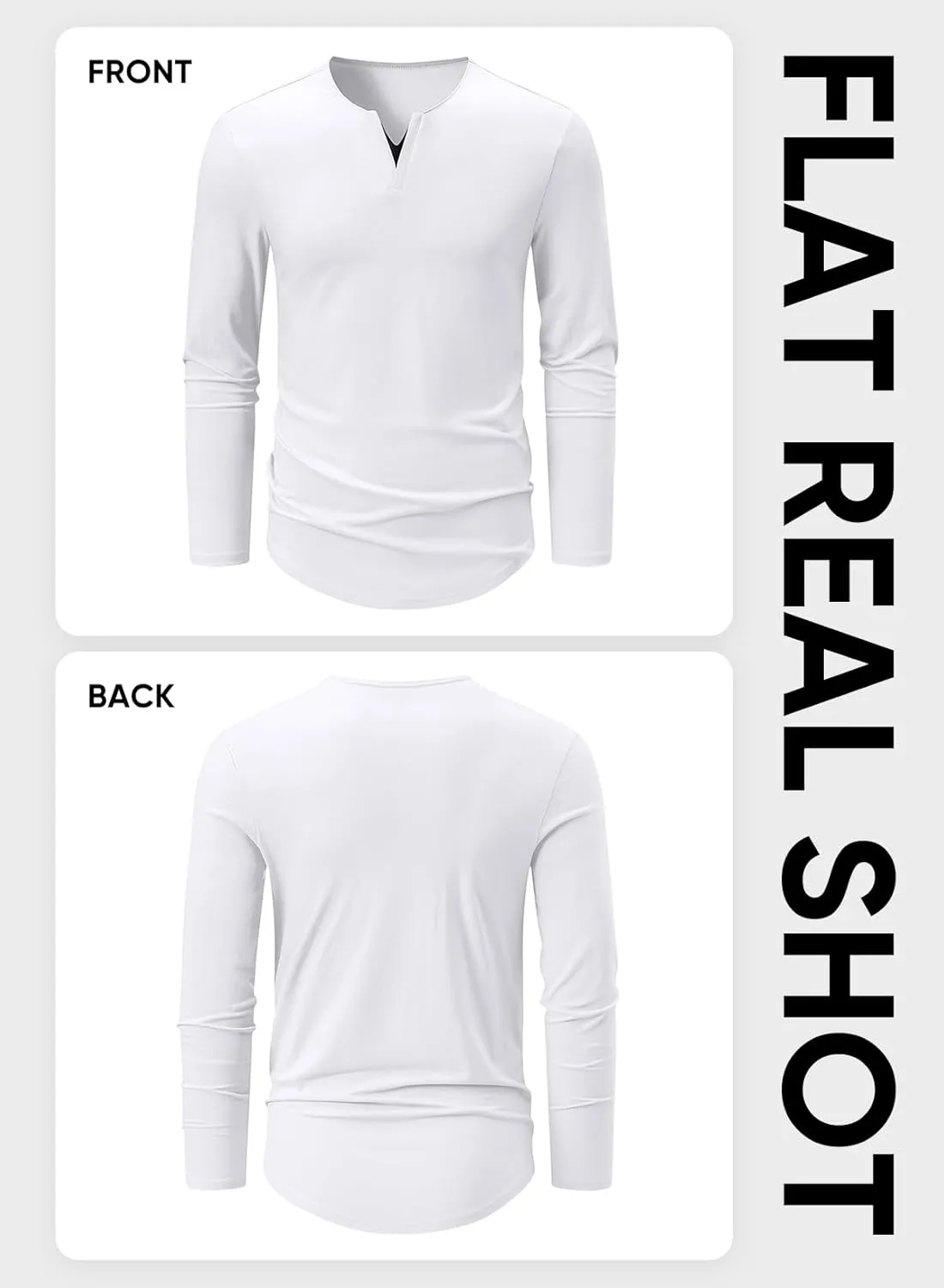 JMIERR Mens Casual Muscle T Shirt Long Sleeve V-Neck Longline Soft Tee Shirt