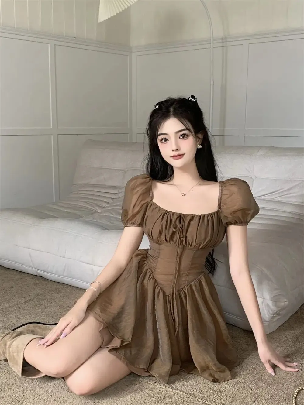 JOSKAA  Fairy Dress Holiday Irregular Long Sleeve Beach dress summer Ruffle sexy Off Shoulder female high waist chic women short dresses  Sundress