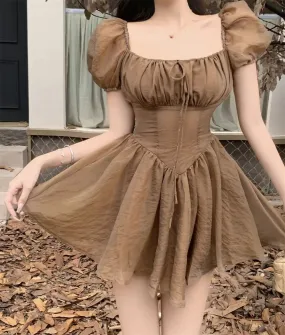 JOSKAA  Fairy Dress Holiday Irregular Long Sleeve Beach dress summer Ruffle sexy Off Shoulder female high waist chic women short dresses  Sundress