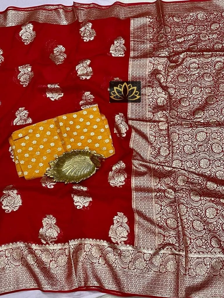 Lal banarsi weaving saree