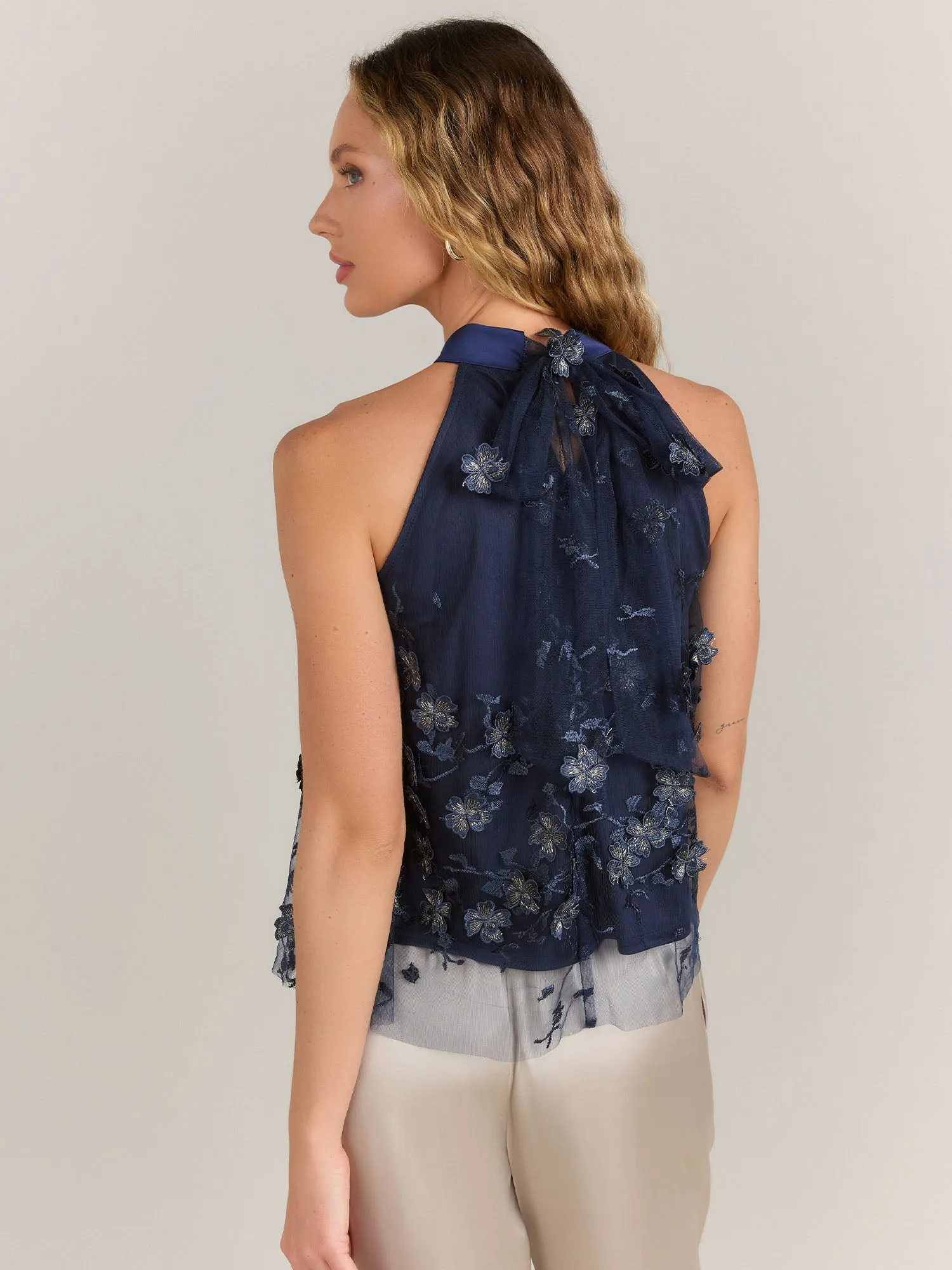 Lena 3D Floral Metallic Tank - Brands We Love